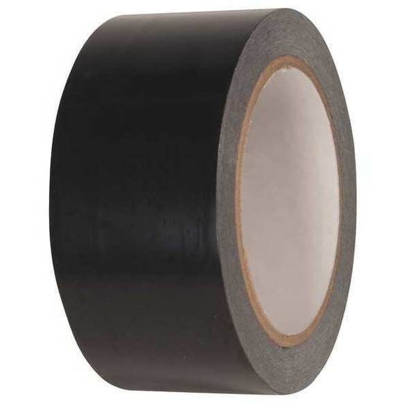 Floor Marking Tape, vinyl, Solid, Black, 2 in W., 2.4 mil Thickness