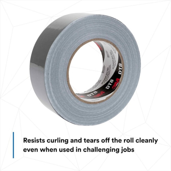 Duct Tape, 1 7-8 in Wd, 60 yd Lg, 8 mil Thick, Silver, Polyethylene Coated Cloth  DT8