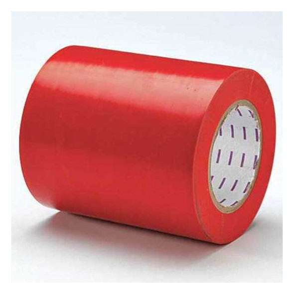 Floor Marking Tape, vinyl, Solid, Red, 6 in W., 5 mil Thickness