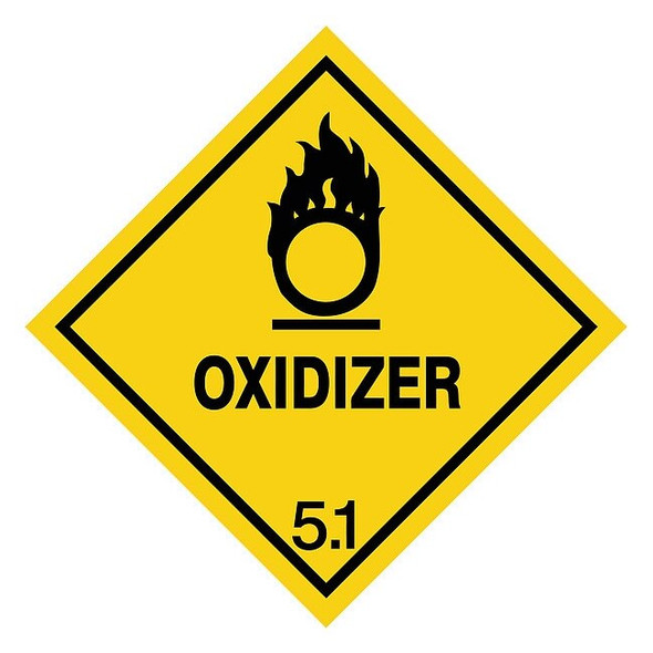 Manufacturer Varies Oxidizer DOT Label, Class 5, Black/Yellow, Pk100 9DYT8