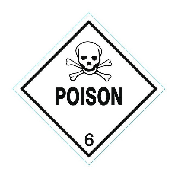 Manufacturer Varies DOT Label,4 In. H,4 In. W,Poison,PK25 9J406