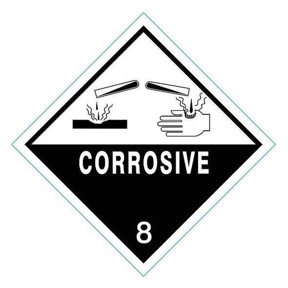 Manufacturer Varies DOT Label,4 In. H,Corrosive,4 In. W,PK25 8EZ69