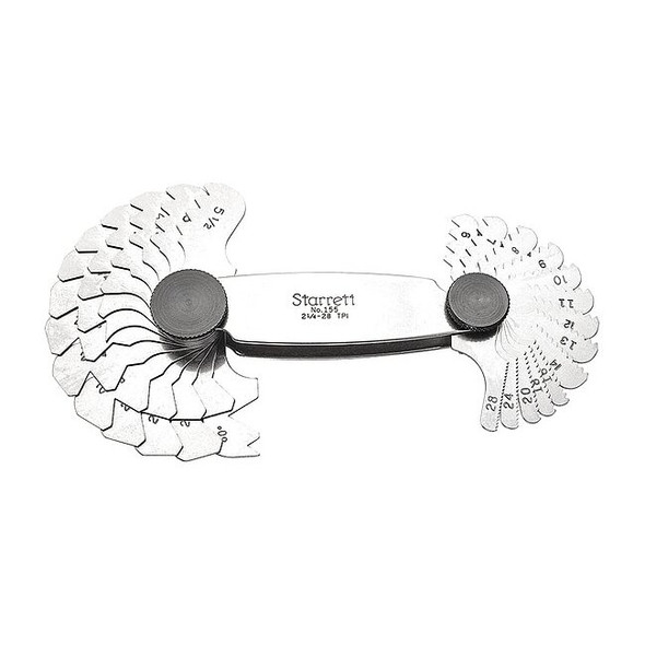 Starrett Thread Pitch Gauge Set,Thread Ang 60 deg 155