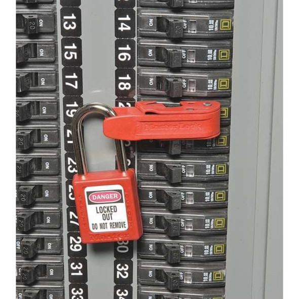 Circuit Breaker Lockout Combo Pack, Clamp-On, For 120-277V AC Volt, Steel, Red  506