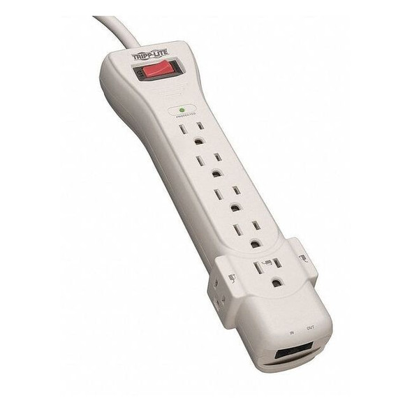Tripp Lite Power Strip, Surge, 7 5-15R, 5-15P, 6 ft., Light Gray SUPER6TEL