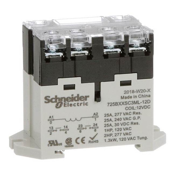 DIN Rail & Top Flange, Enclosed Power Relay, Square, 25 A, 6 Pins, Screw