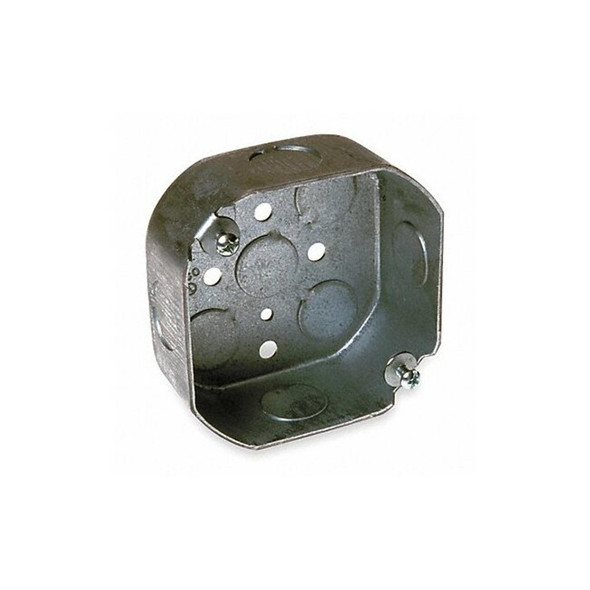 Electrical Box, 15.5 cu in, Octagon Box Type, 2 Gangs, Steel, Octagon Shape