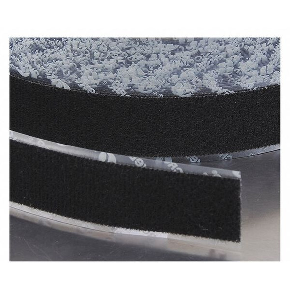 Reclosable Fastener, Acrylic Adhesive, 75 ft, 1-1/2 in W, Black
