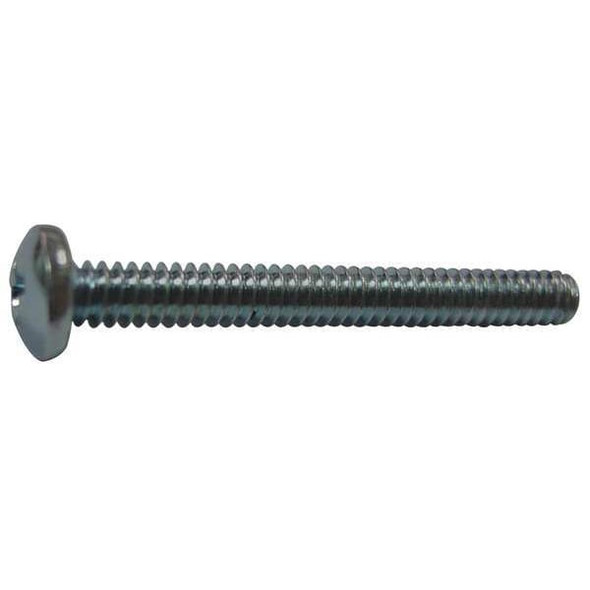 #6-32 x 2 in Slotted Pan Machine Screw, Zinc Plated Steel, 100 PK