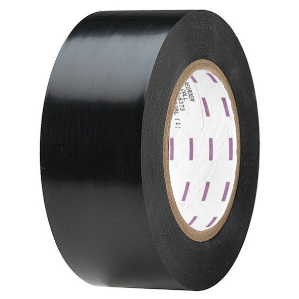 Safety Warning Tape Vinyl Black, 2" W x 180 ft. L, 5 mil Thick