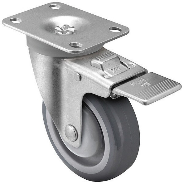 Manufacturer Varies Swivel Plate Caster w/Total-Lock, Polyur,4in,300lb 2G031