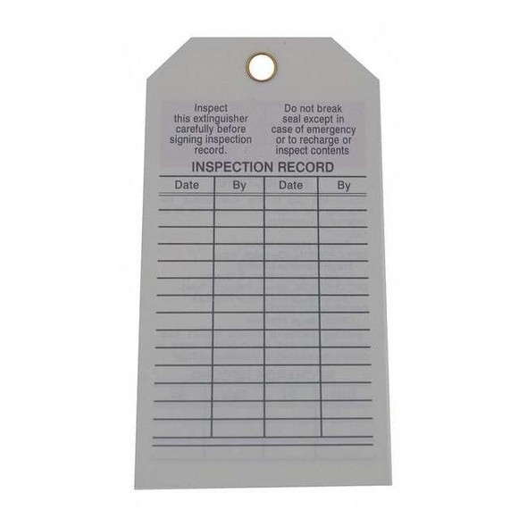 Tag, Fire Extinguisher, Polyester, 5 3/4 in H x 3 in W, White, Rectangle, 25 PK
