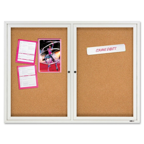 Quartet Enclosed Cork Bulletin Board 48 x 36", 2 Door 2124GGS