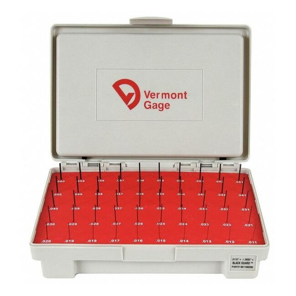 Vermont Gage Pin Gage Set,Plus,0.011-0.060 In,Black 901100200