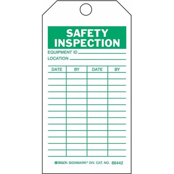 Tag, Safety, Polyester, 3 in H x 5 3-4 in W, White, Rectangle, 10 PK  5KR79
