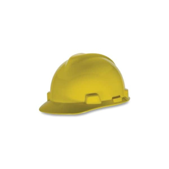V-Gard Front Brim Hard Hat, Slotted, Cap Style, Type 1, Class E, Staz-On Pinlock Suspension, Yellow