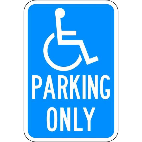 Lyle Handicap Parking Sign, 12" W, 18" H, English, Aluminum, Blue HC-CA01-12HA