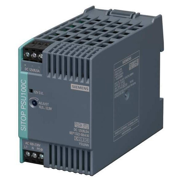 DC Power Supply, 110/300V DC; 120/230V AC, 12V DC, 78 W, 6.5 A, DIN Rail