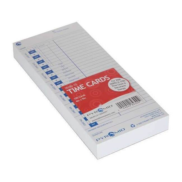 Pyramid Time Card,White,9in H,PK100 35100-10