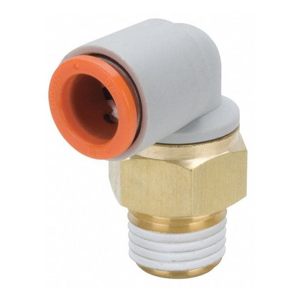 Smc 1/4" Male Elbow, 90 Deg, TubexMNPT KQ2L07-35AS