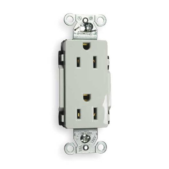Hubbell Wiring Device-Kellems Recept,White,15 A,2P3W,Back; Side,1PK DR15WHI