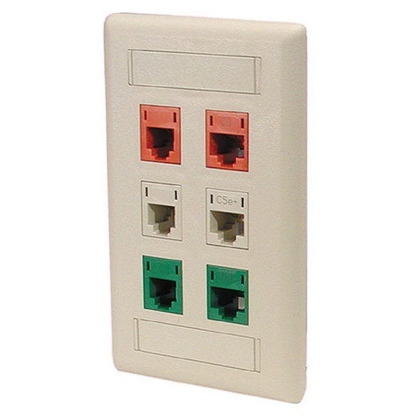 Hubbell Premise Wiring Wall Plate,6 Port IFP16EI