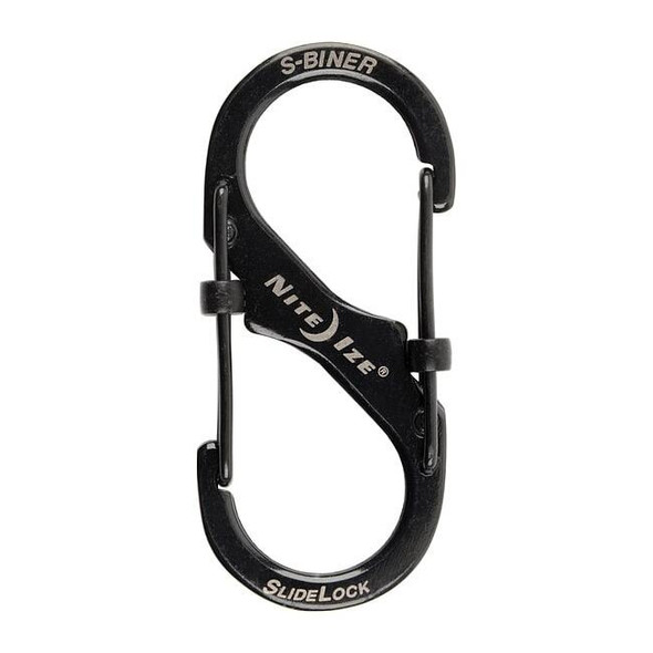 Nite Ize Double Carabiner, Slide Lock, Stainless Steel, Black LSB2-01-R3