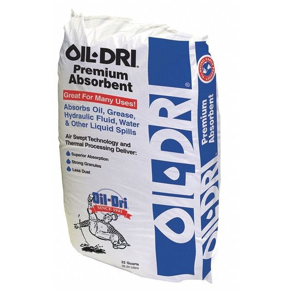 Oil-Dri Loose Sorbent, 180 gal, Universal, Brown, Red, 50 PK I01035G50
