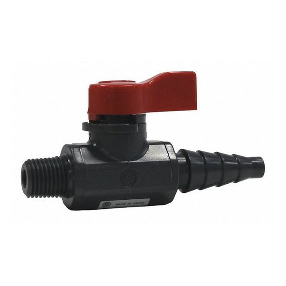 Asahi 1/4" MNPT x Barb PVC Ball Valve 2-Way 1078002