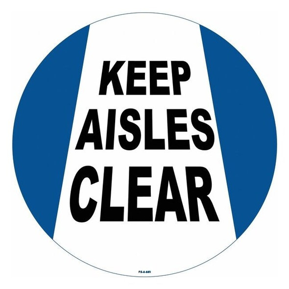 Floor Sign, 8 in H, 8 in W, Vinyl, Circle, English, FS-8-803,PK2