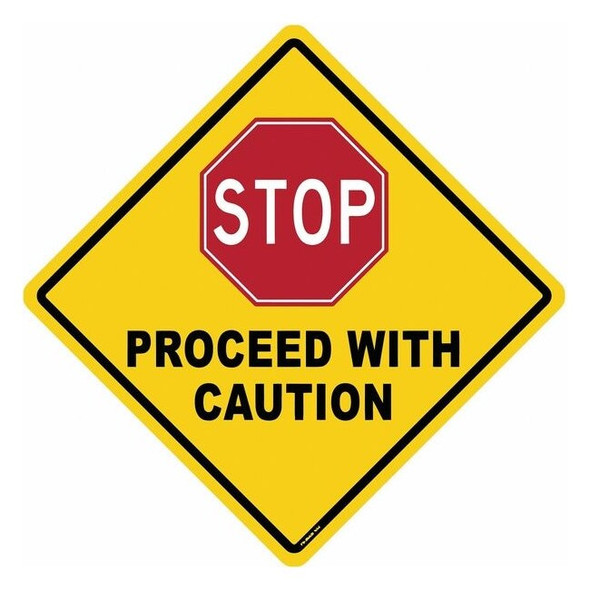 Anti-Slip Floor Sign, 17 in H, 17 in W, Vinyl, Diamond, English, FS-DIAM-504