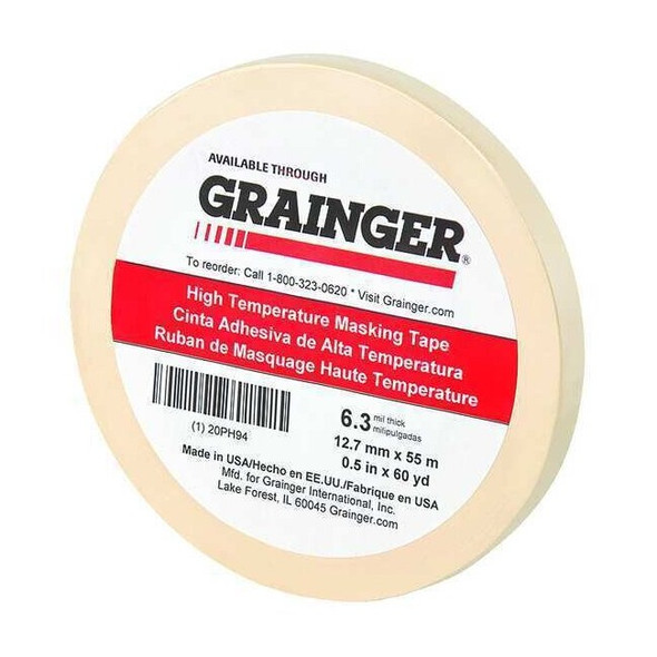Painter's Tape, 1/2 in W x 60 yd L, 6.3 mil Thick, Tan, Rubber Adhesive
