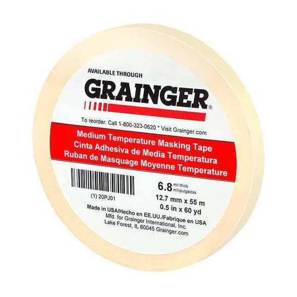 Manufacturer Varies Masking Tape,Natural,1/2In x 60 yd. 20PJ01