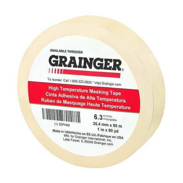 Painter's Tape, 1 in W x 60 yd L, 6.3 mil Thick, Tan, Rubber Adhesive