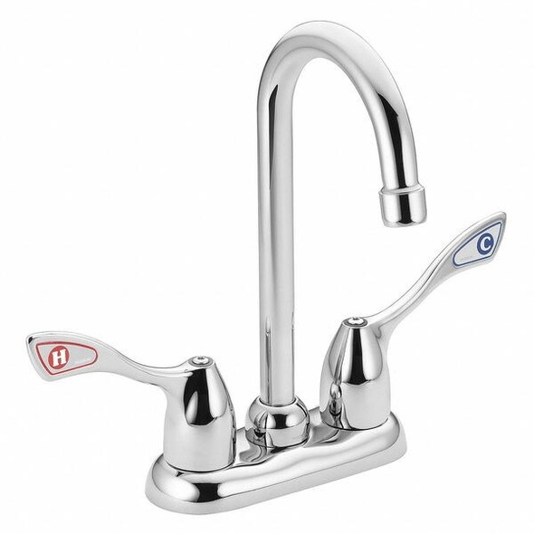 Moen Commercial Gooseneck Bar Faucet, Manual, 4" Mount, 2 Hole 8938