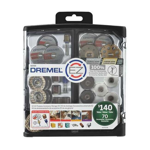 Dremel Accessory Kit,Cutting/Sanding,70 Pieces EZ725