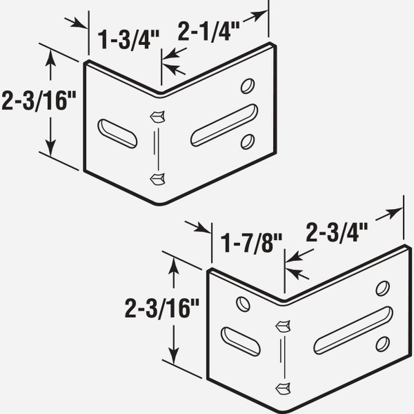 Prime-Line 2-1/4 In. & 2-3/4 In. Steel Track Brackets (2-Count) Prime-Line 2-1/4 In. & 2-3/4 In. Steel Track Brackets (2-Count)