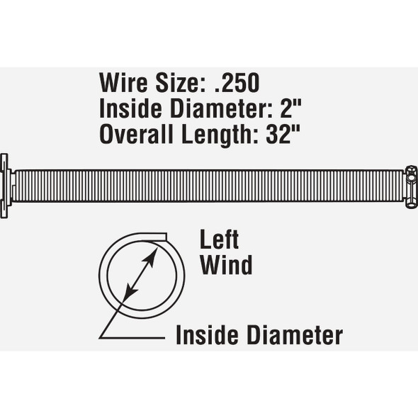 Prime-Line 2 In. x 32 In. Left Wind Garage Door Torsion Spring Prime-Line 2 In. x 32 In. Left Wind Garage Door Torsion Spring