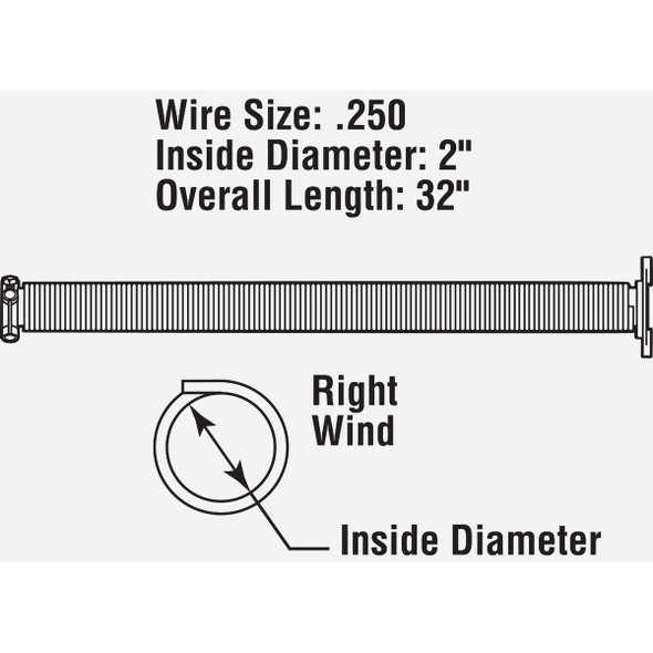 Prime-Line 2 In. x 32 In. Right Wind Garage Door Torsion Spring Prime-Line 2 In. x 32 In. Right Wind Garage Door Torsion Spring