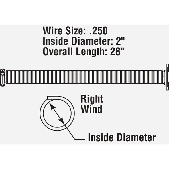 Prime-Line 2 In. x 28 In. Right Wind Garage Door Torsion Spring GD 12321 245279