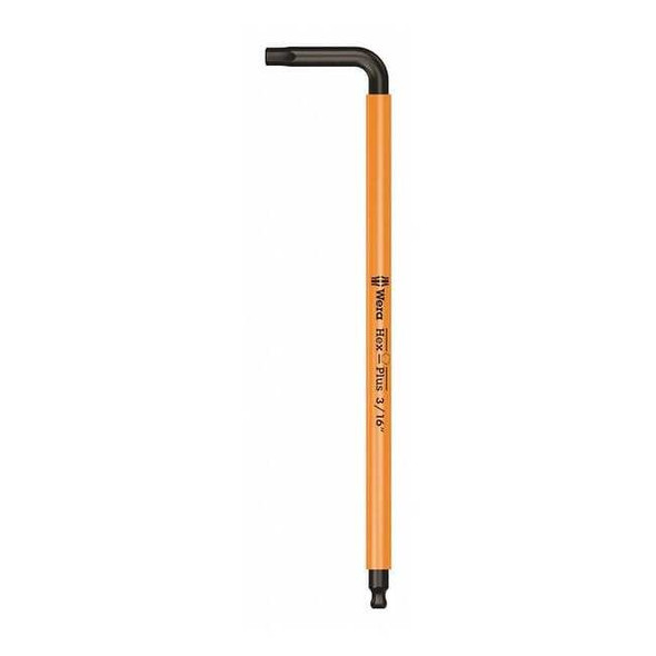 Plain L Key Hex Key, 3/16 in Tip Size, 6 1/16 in Long, 6 1/16 in Short