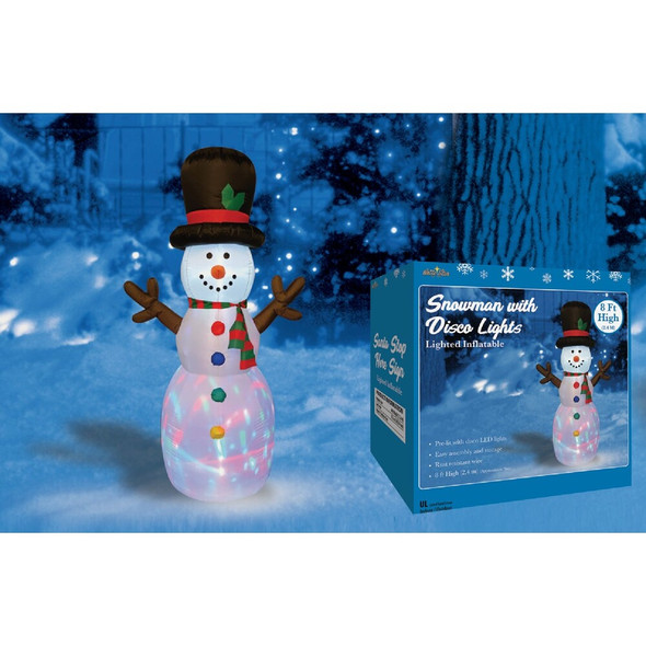 Brite Star 8 Ft. Snowman with Disco Lights Airblown Inflatable 49-113-67 929950