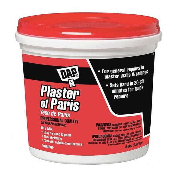 Dap Plaster of Paris, 8 lb, Pail, White, Plaster of Paris 10310