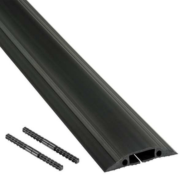 Cable Protector, 9/16 in H, 6 ft L, 3-1/4 in W, 1 Channel, PVC, Black