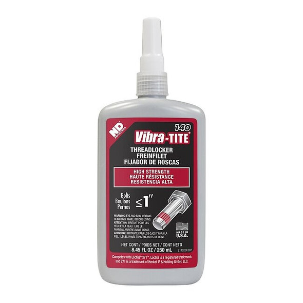 Threadlocker, VIBRA-TITE 140, Red, High Strength, Liquid, 250 mL Bottle