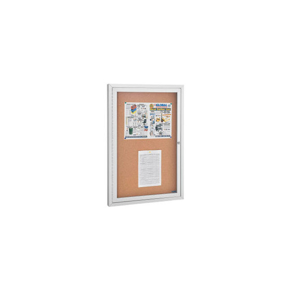 Global Industrial Enclosed Cork Bulletin Board - 24""W x 36""H - 1 Door