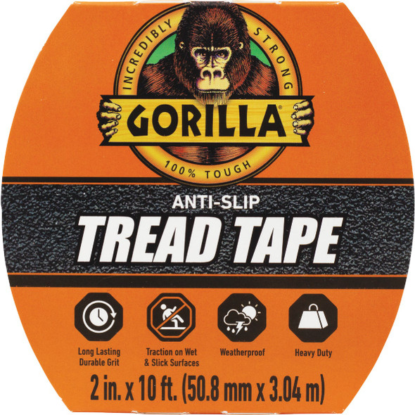 Gorilla 2 In. x 10 Ft. Black Anti-Slip Tread Tape Roll 115944