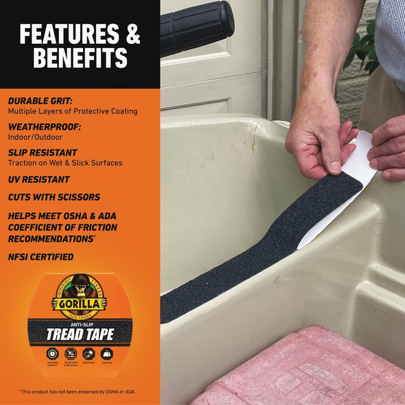 Gorilla 2 In. x 10 Ft. Black Anti-Slip Tread Tape Roll 115944 294769