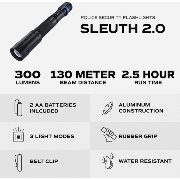 Police Security Sleuth 2.0 350 Lm. Aluminum Focusing Penlight