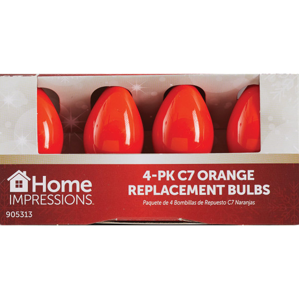 Home Impressions C7 Orange Ceramic 125V Replacement Light Bulb (4-Pack)